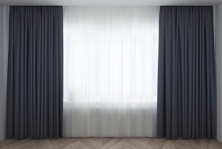 3d,Illustration.,Room,With,A,Window,And,Closed,Curtains.,Curtains